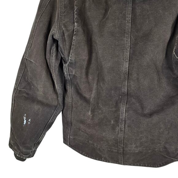 Carhartt Sandstone Sierra Jacket Mens Small Dark Brown Sherpa Hooded Utility - Picture 10 of 13